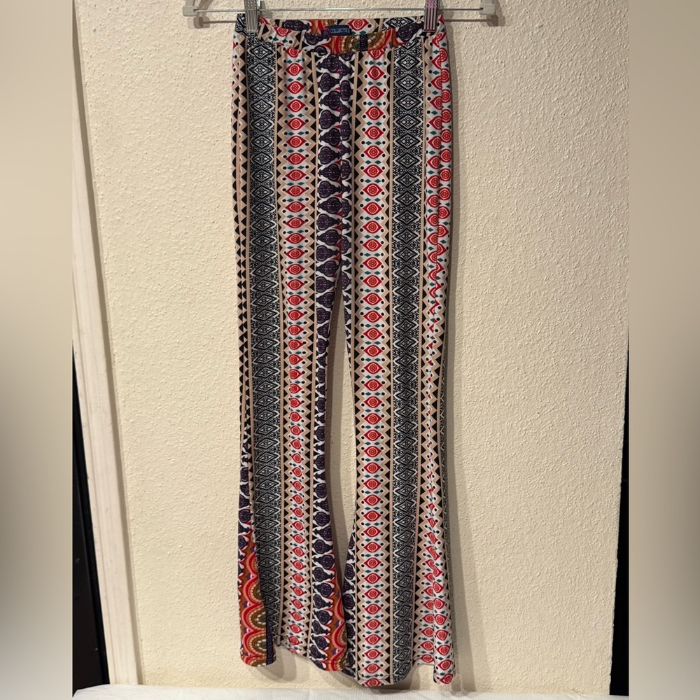 Twist Collection B Red and Purple Wide Leg Pants 95% polyester 5%Spandex